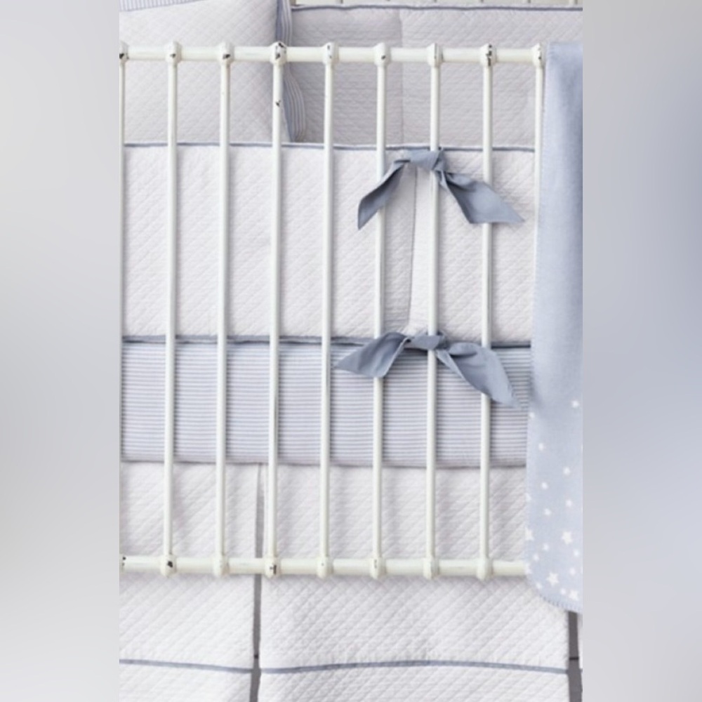 Restoration Hardware Diamond Matlesse Crib Skirt in French Blue
